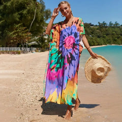 Bohemian Robe Printed Tie Dye Rayon Dress