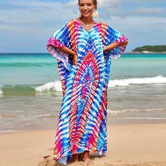 Bohemian Robe Printed Tie Dye Rayon Dress