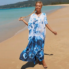 Bohemian Robe Printed Tie Dye Rayon Dress