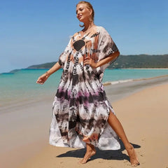 Bohemian Robe Printed Tie Dye Rayon Dress