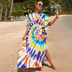 Bohemian Robe Printed Tie Dye Rayon Dress