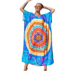 Bohemian Robe Printed Tie Dye Rayon Dress