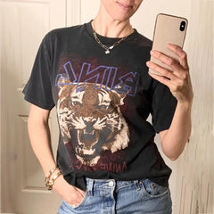 Boho Black Tiger Head T-Shirt