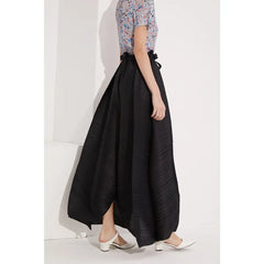 Boho Flare Pants with Wide Leg and Elastic Waist Black