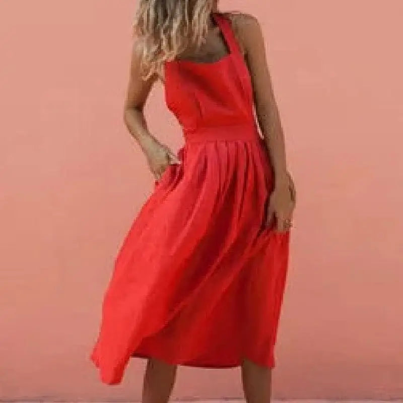 Boho Strappy Backless Solid Color Long Dress