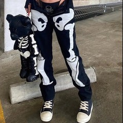 Bones Embroidery Loose Pants for Men and Women