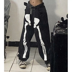 Bones Embroidery Loose Pants for Men and Women
