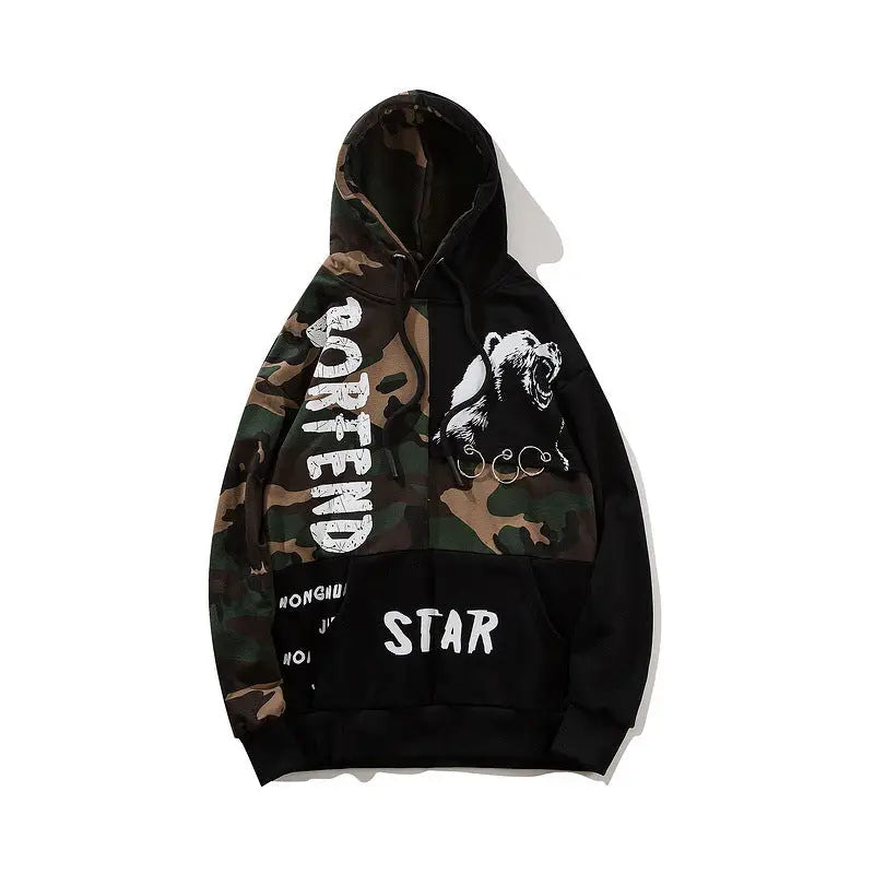 Borfend Star Urban Fashion Oversize Hoodie Brown / M