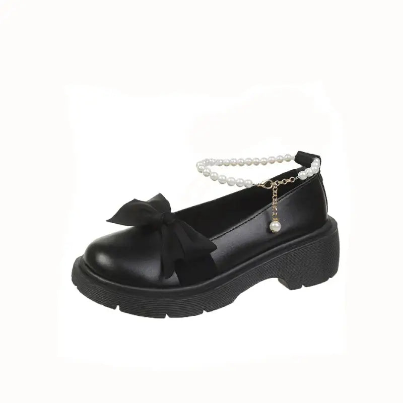 Bow Pearl Chain Platform Shoes Euro Size