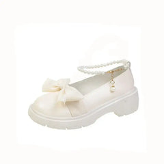 Bow Pearl Chain Thick Platform Shoes