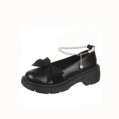 Bow Pearl Chain Thick Platform Shoes