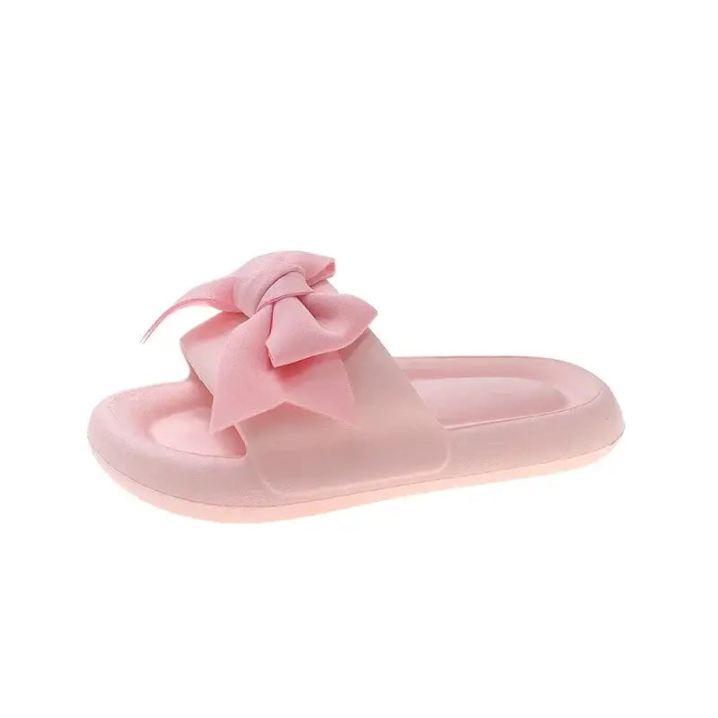 Bow Soft Slippers Bedroom Flip Flops for Women Pink / 36