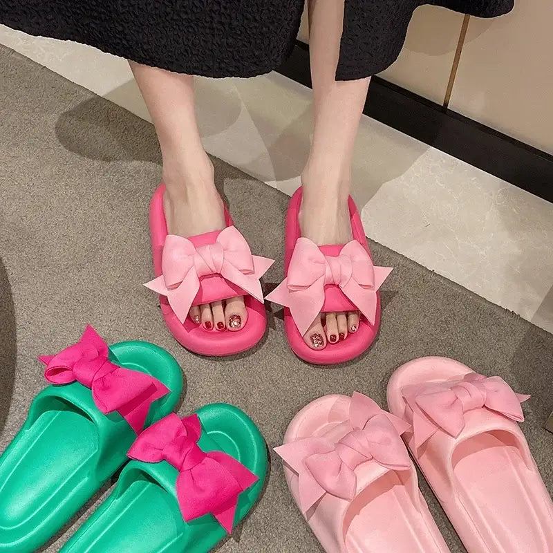 Bow Soft Slippers Bedroom Flip Flops for Women