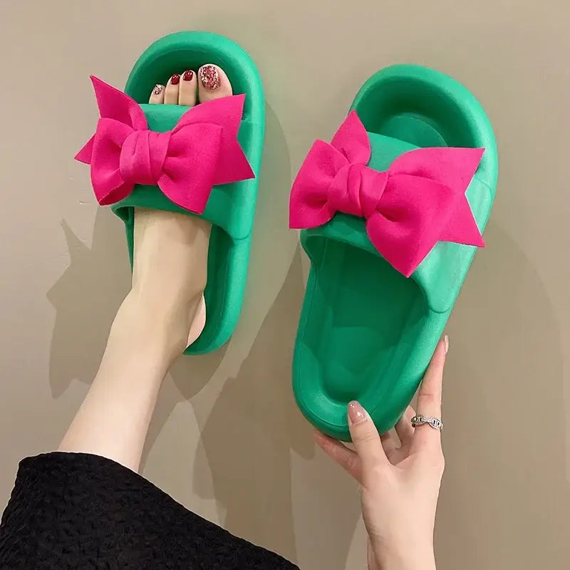 Bow Soft Slippers Bedroom Flip Flops - Shoes