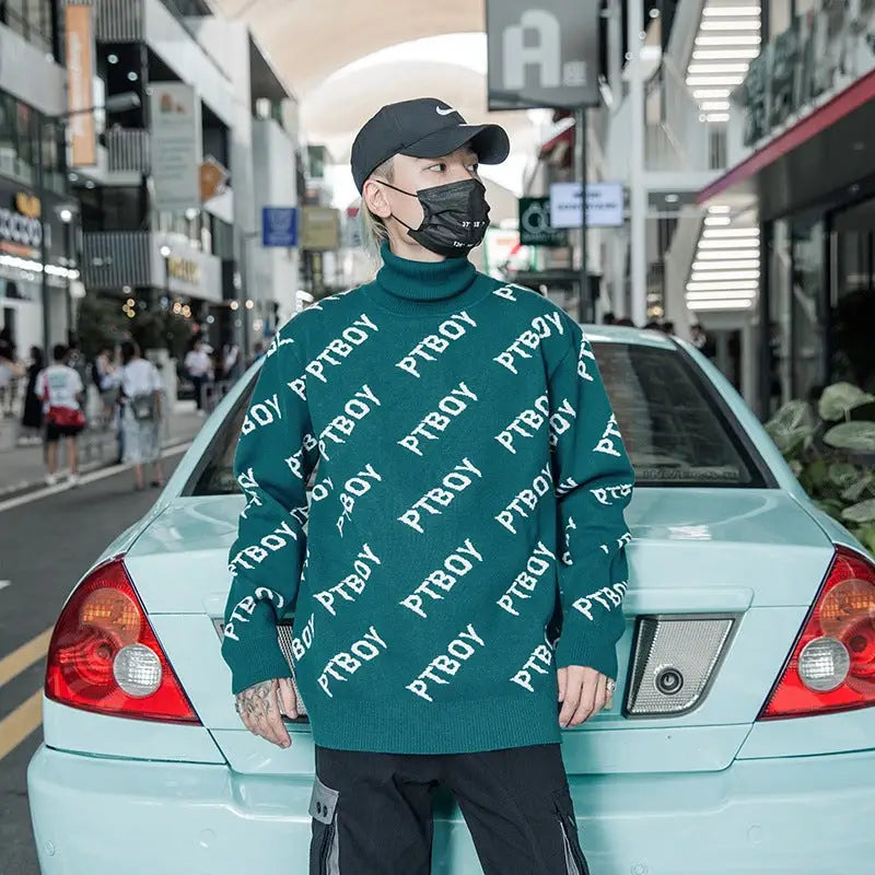 Boy Turtleneck Loose Sweater Street Style Pullover