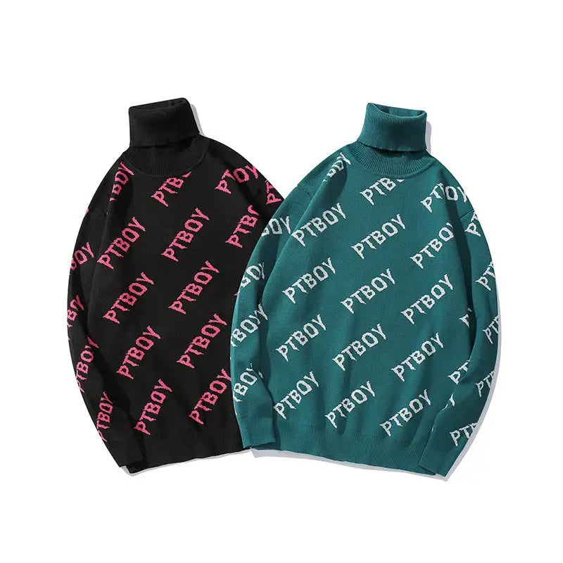 Boy Turtleneck Loose Sweater Street Style Pullover