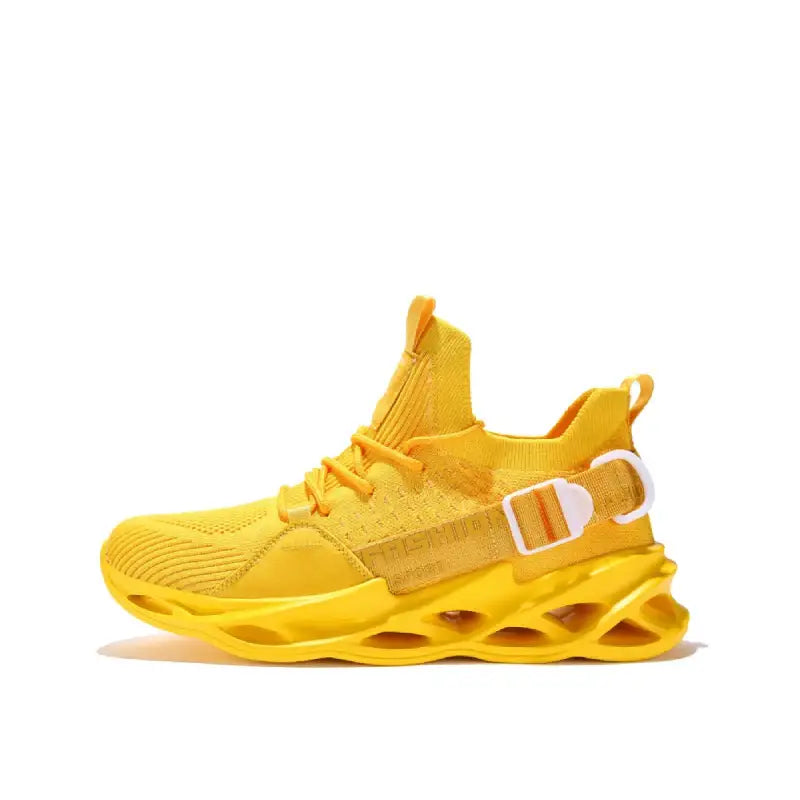 Breathable Platform Mesh Lace Up Blade Sneakers - Yellow