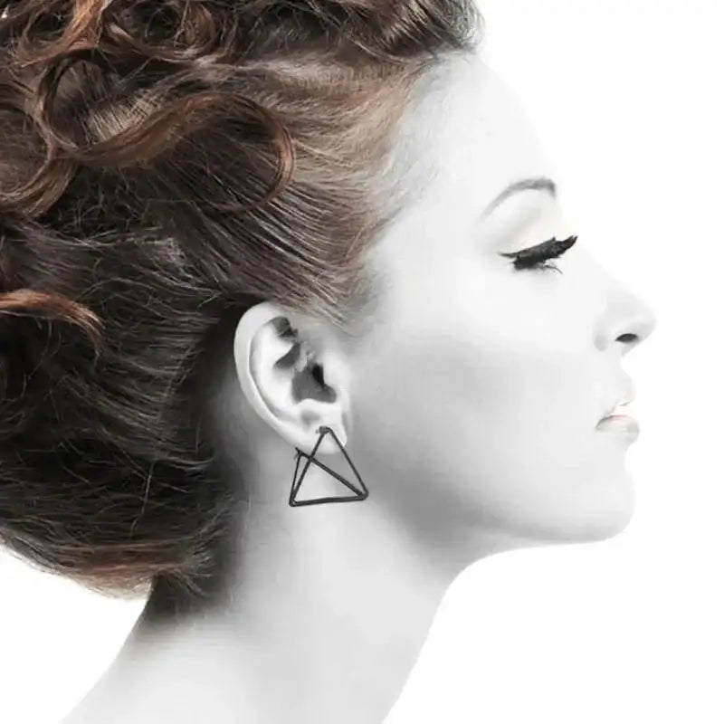 Brief Style Hollow Geometric Stud Earrings