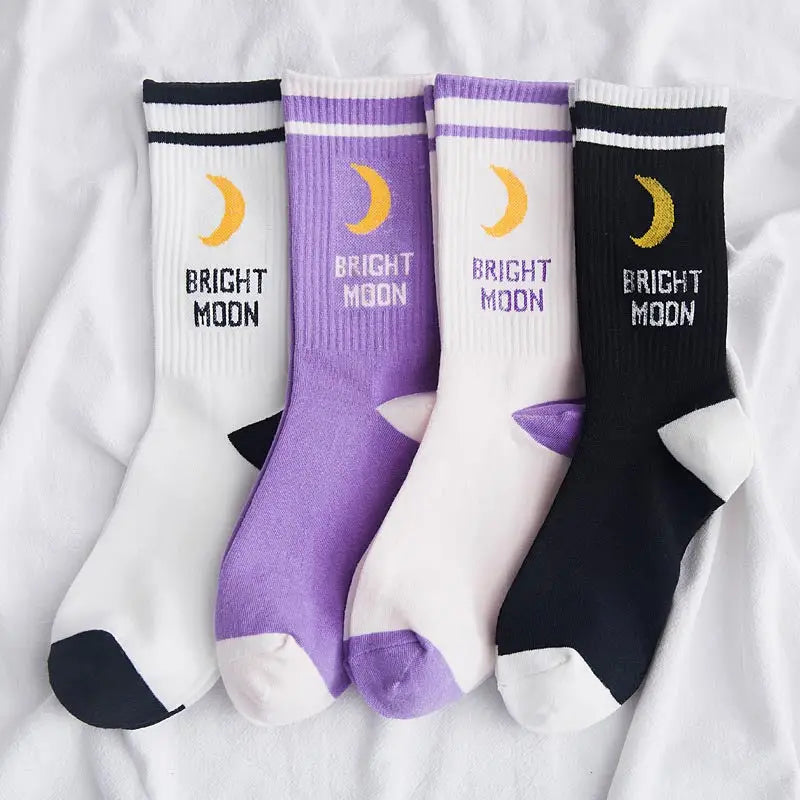 Bright Moon Print Trendy Socks