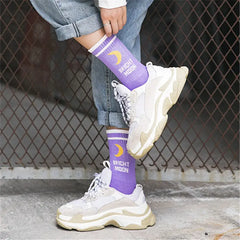 Bright Moon Print Trendy Socks