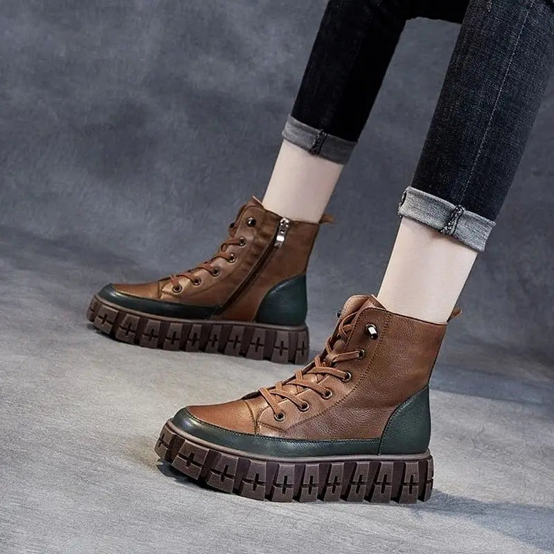 British Style Ankle Boots with Thick Sole Euro Size