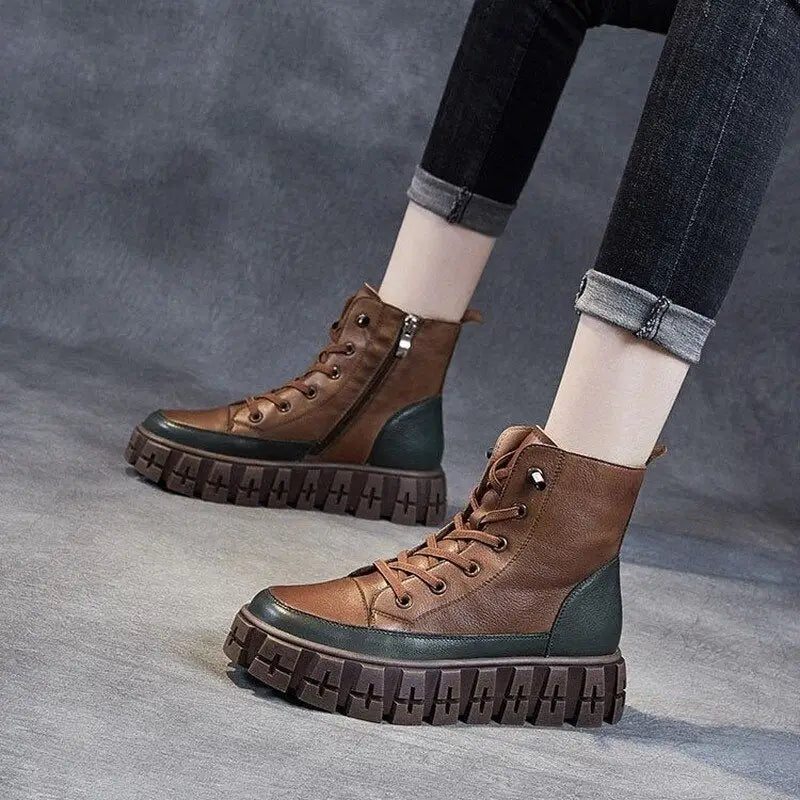 British Style Ankle Boots with Thick Sole Euro Size