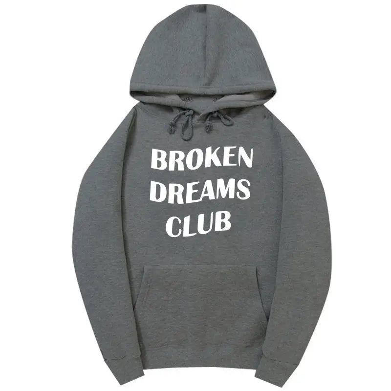Broken Dreams Club Hoodie Soft Cotton Pullover Dark Grey / S