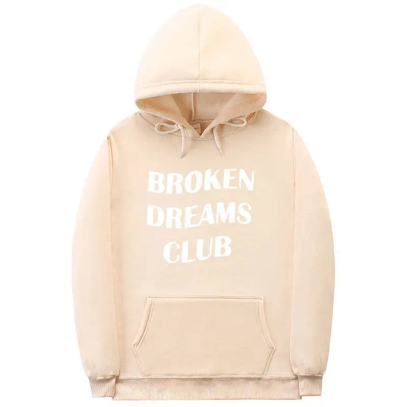 Broken Dreams Club Hoodie Soft Cotton Pullover Khaki / S