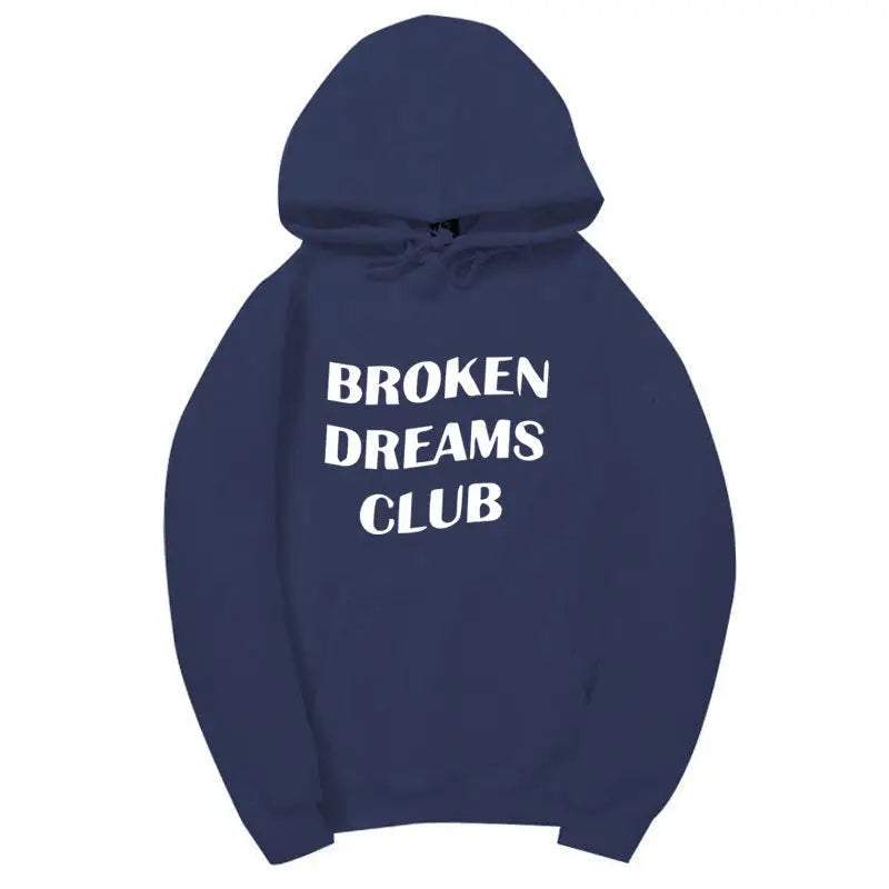 Broken Dreams Club Hoodie Soft Cotton Pullover Navy Blue / S