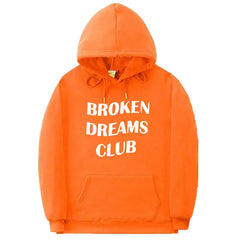 Broken Dreams Club Hoodie Soft Cotton Pullover Orange / S