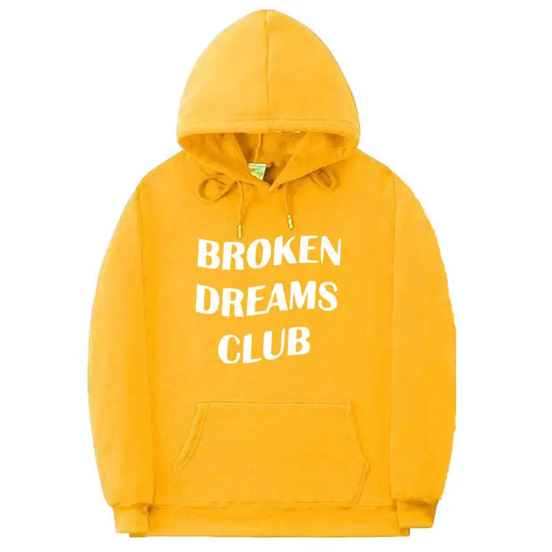Broken Dreams Club Hoodie Soft Cotton Pullover Yellow / S