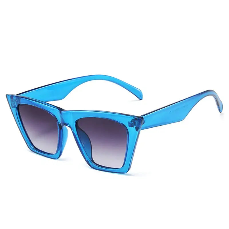 Brown Shades Cat Eye Sunglasses - Blue Gray