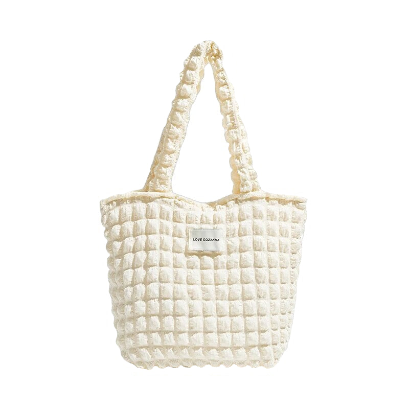 Bubble Tote Bag Lightweight Handbag - White