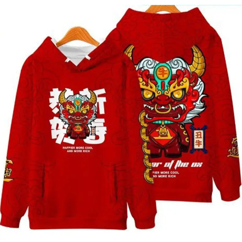 Bull Collection Oversize Hoodie - Red / D / S - Hoodies