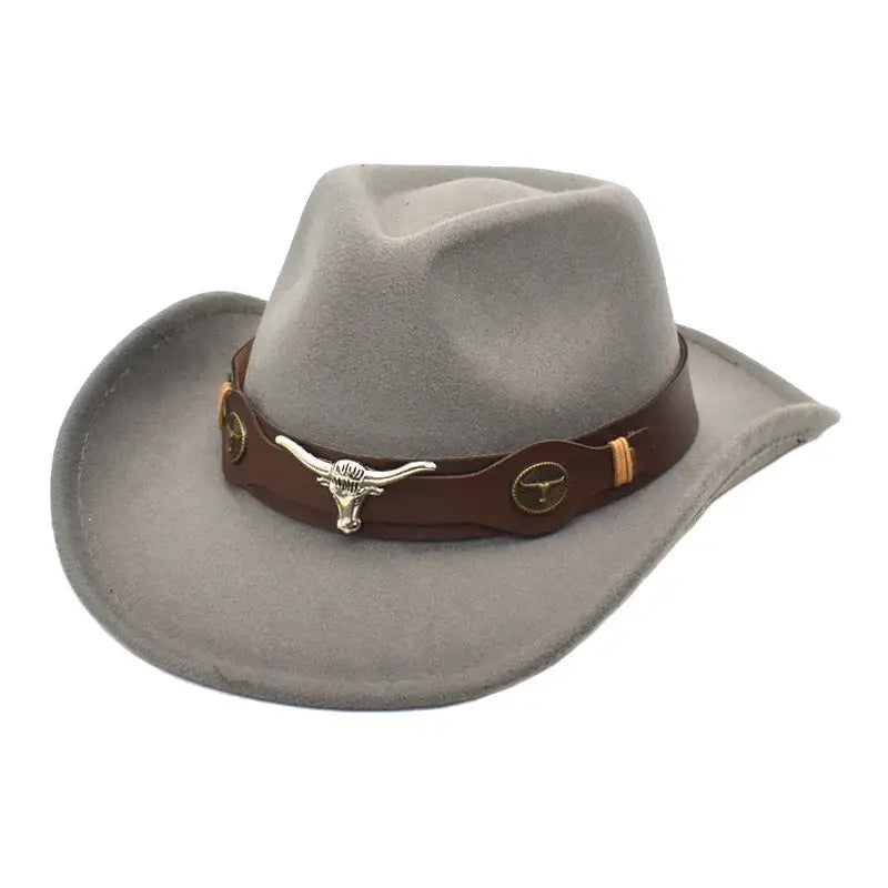 Bull Cowboy Rolled Edge Western Hat - Gray - Hats