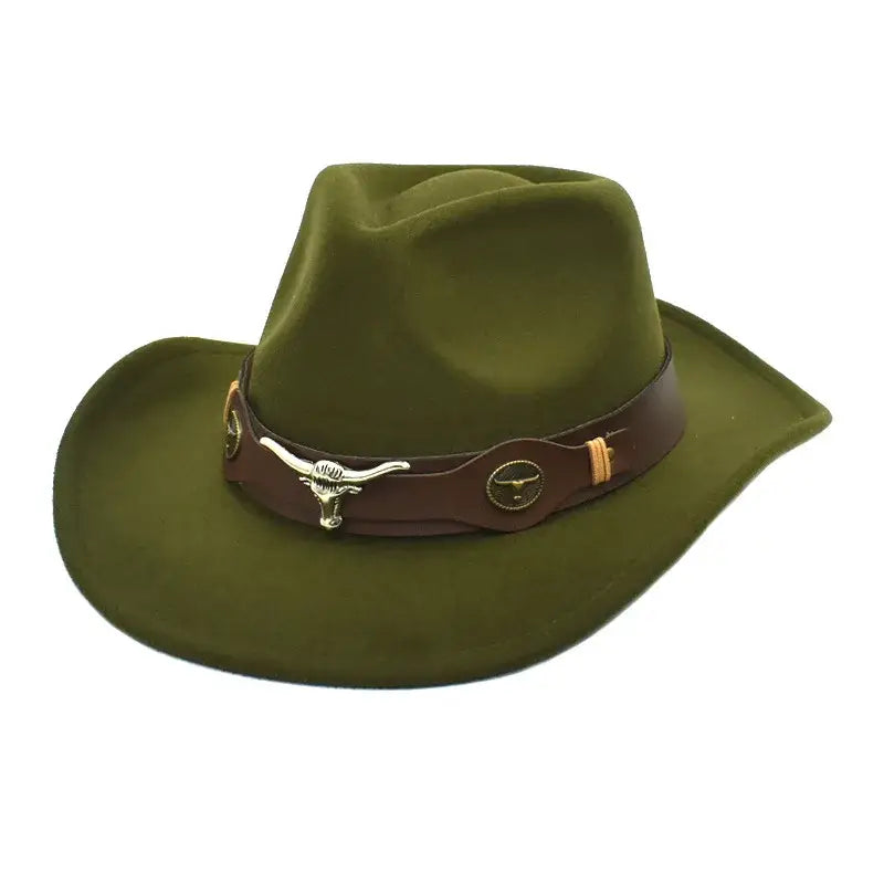 Bull Cowboy Rolled Edge Western Hat - Green - Hats
