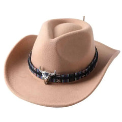 Bull Cowboy Western Rolled Edge Hat Beige