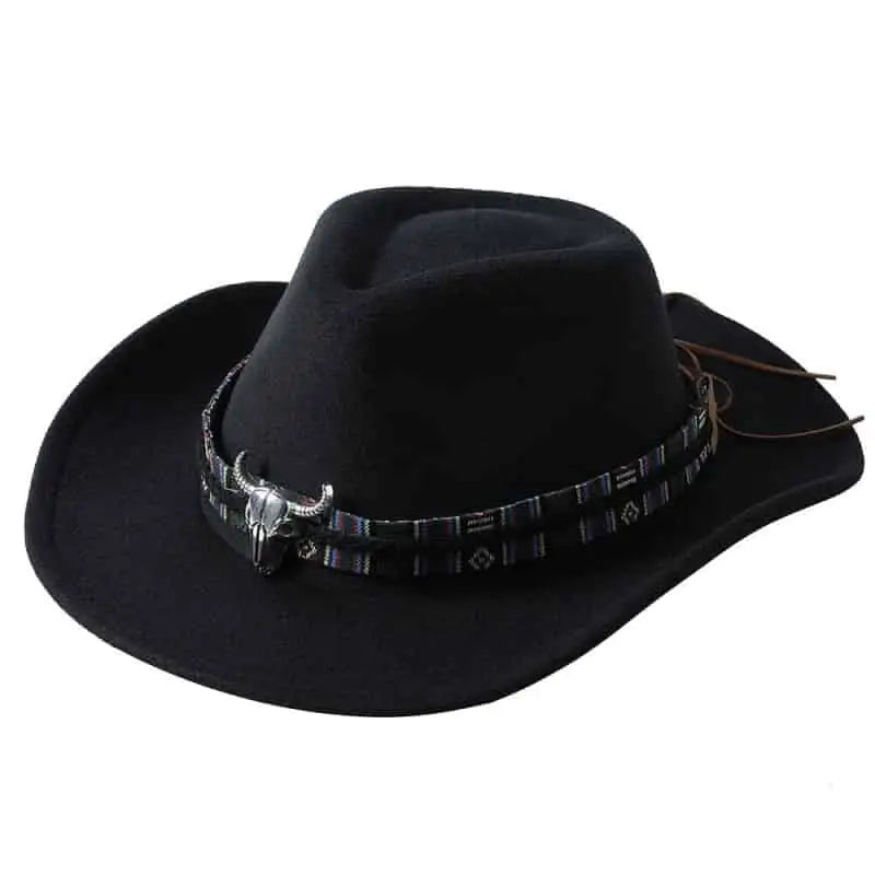 Bull Cowboy Western Rolled Edge Hat Black