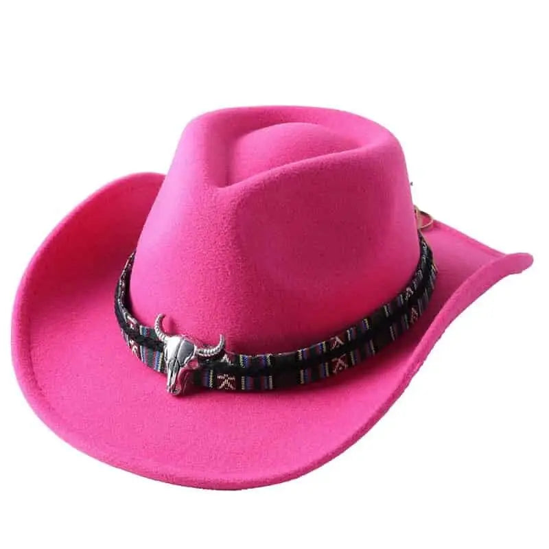 Bull Cowboy Western Rolled Edge Hat Pink