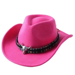 Bull Cowboy Western Rolled Edge Hat Pink