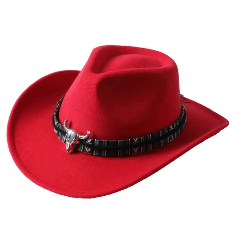 Bull Cowboy Western Rolled Edge Hat Red