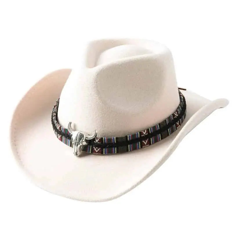 Bull Cowboy Western Rolled Edge Hat White