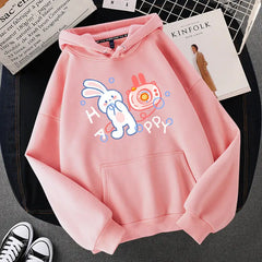 Bunny And Cherries Gesisha Hoodie - Pink bunny / M - Hoodies