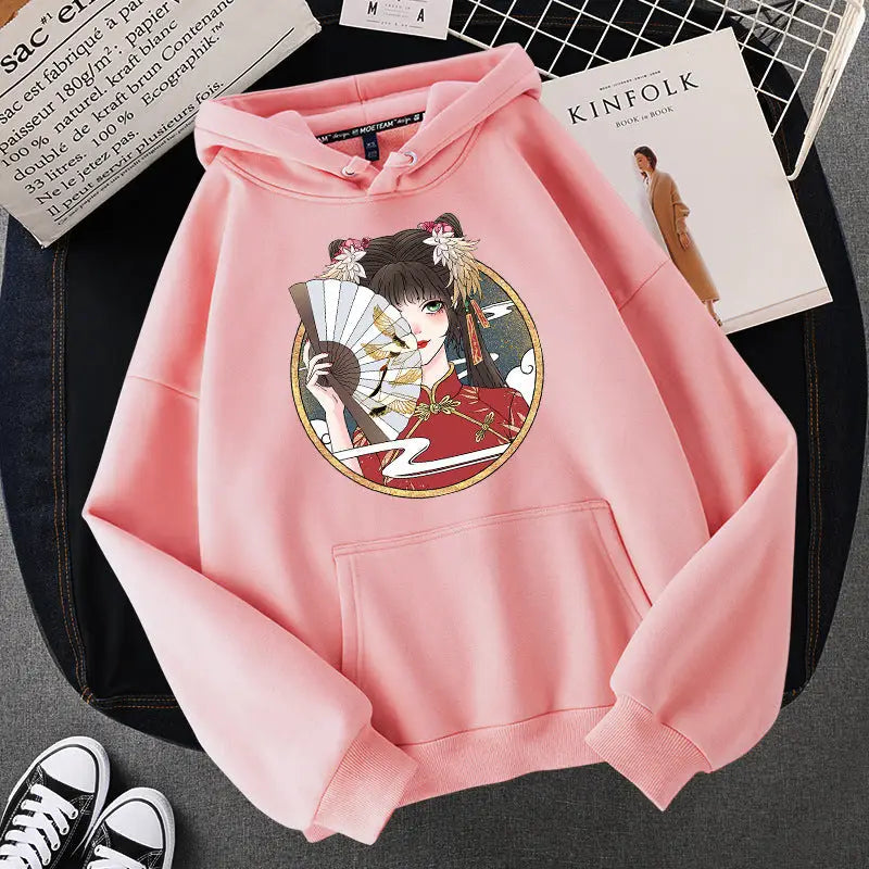 Bunny And Cherries Gesisha Hoodie - Pink Fairy / M - Hoodies