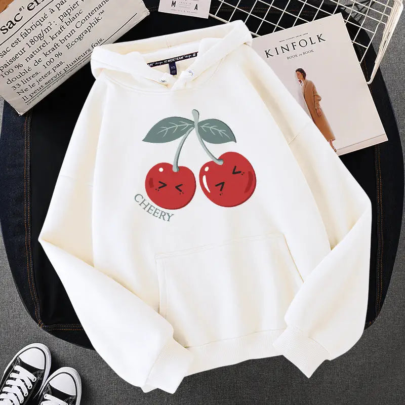 Bunny And Cherries Gesisha Hoodie - White cherries / M