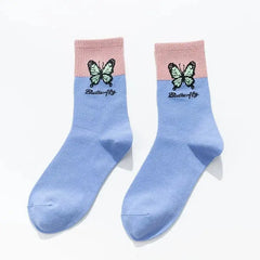 Butterfly Colorful Socks for Everyday Wear Blue