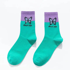 Butterfly Colorful Socks - Green