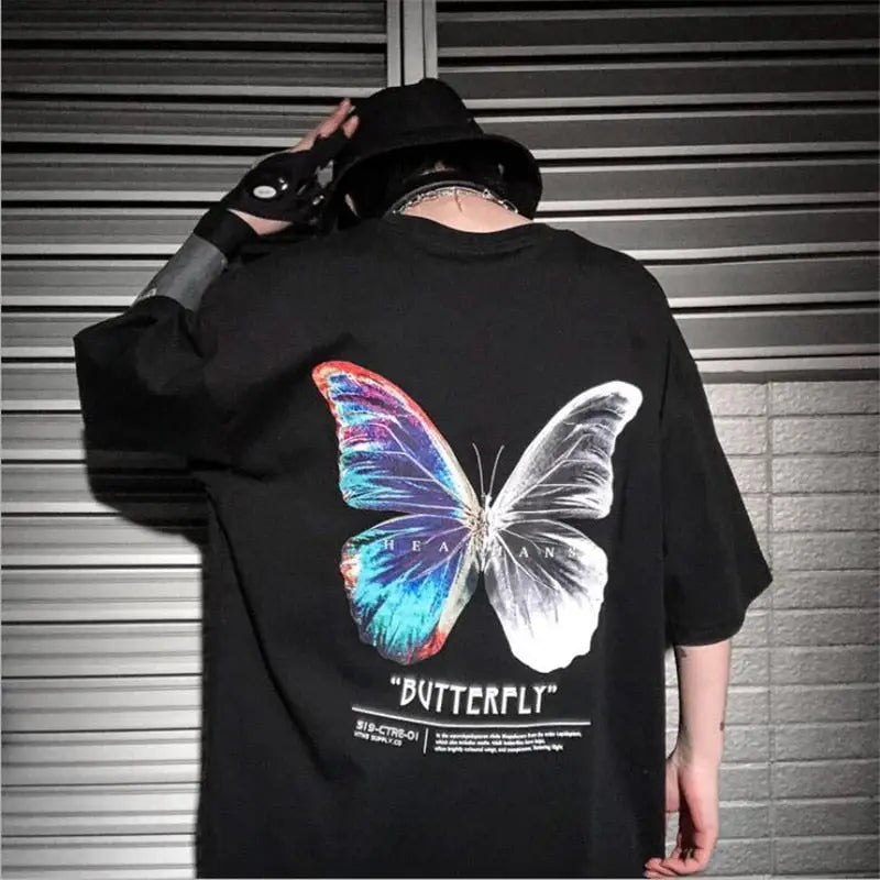 Butterfly Hip Hop Oversized T Shirt for Streetwear