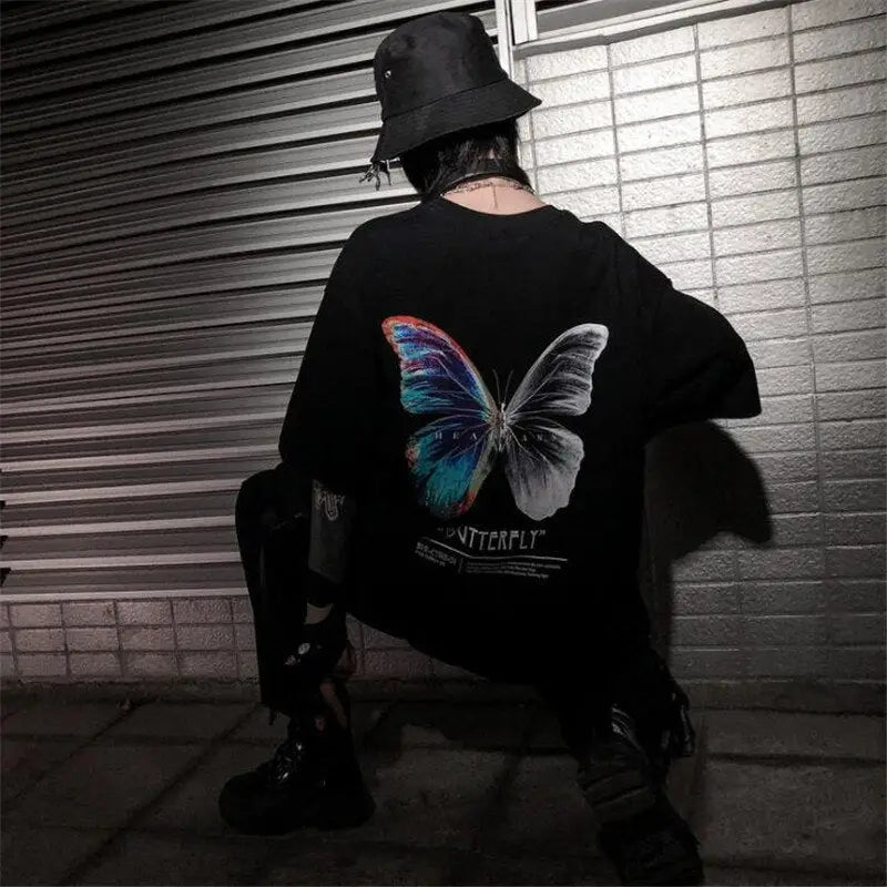 Butterfly Hip Hop Oversized T Shirt for Streetwear