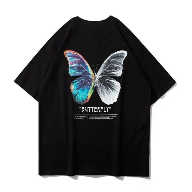 Butterfly Hip Hop Oversized T Shirt for Streetwear Black / S